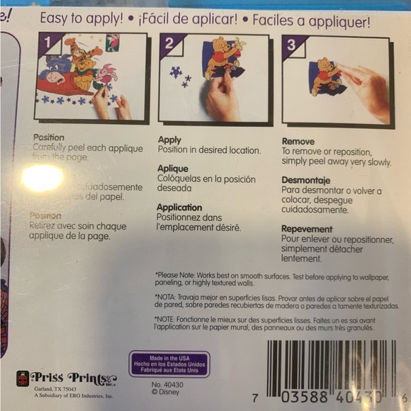 Disney Jumbo Stick Ups Pooh Tigger Sled Winter Disney Wall Decor Vintage 1990's - Picture 12 of 13